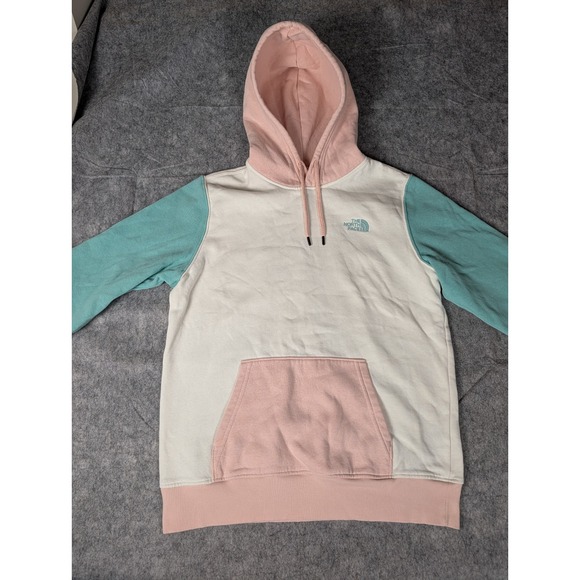 The North Face Womens Colorblock Hoodie Pastel Pink Mint Green Cream Pullover M - Picture 4 of 9